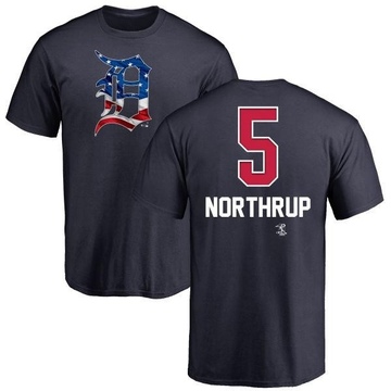 Men's Detroit Tigers Jim Northrup ＃5 Name and Number Banner Wave T-Shirt - Navy