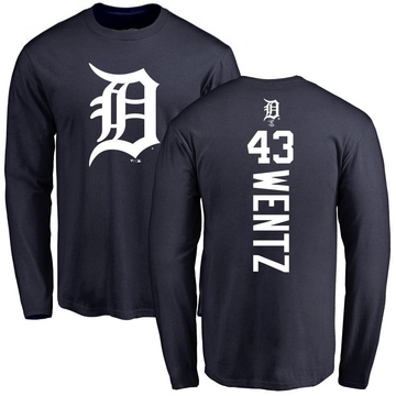 Men's Detroit Tigers Joey Wentz ＃43 Backer Long Sleeve T-Shirt - Navy