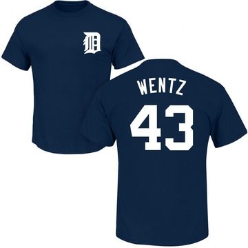 Men's Detroit Tigers Joey Wentz ＃43 Roster Name & Number T-Shirt - Navy