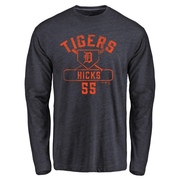 Men's Detroit Tigers John Hicks ＃55 Base Runner Long Sleeve T-Shirt - Navy