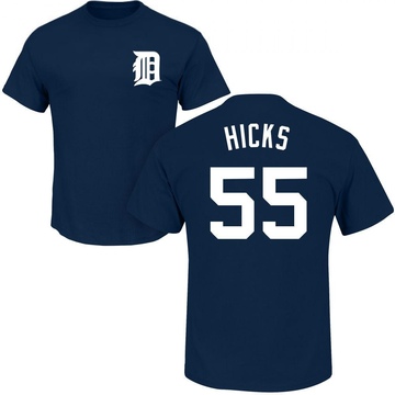 Men's Detroit Tigers John Hicks ＃55 Roster Name & Number T-Shirt - Navy