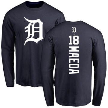 Men's Detroit Tigers Kenta Maeda ＃18 Backer Long Sleeve T-Shirt - Navy