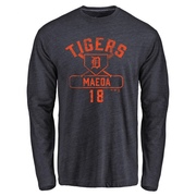 Men's Detroit Tigers Kenta Maeda ＃18 Base Runner Long Sleeve T-Shirt - Navy