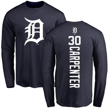 Men's Detroit Tigers Kerry Carpenter ＃30 Backer Long Sleeve T-Shirt - Navy