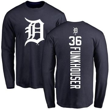 Men's Detroit Tigers Kyle Funkhouser ＃36 Backer Long Sleeve T-Shirt - Navy