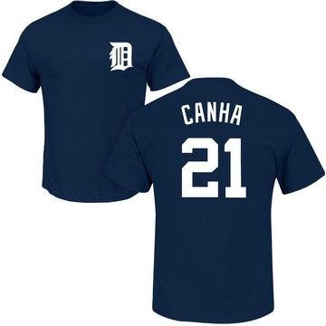 Men's Detroit Tigers Mark Canha ＃21 Roster Name & Number T-Shirt - Navy