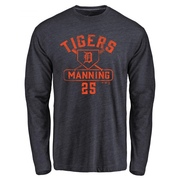 Men's Detroit Tigers Matt Manning ＃25 Base Runner Long Sleeve T-Shirt - Navy