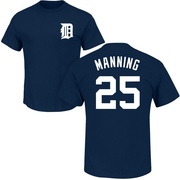 Men's Detroit Tigers Matt Manning ＃25 Roster Name & Number T-Shirt - Navy