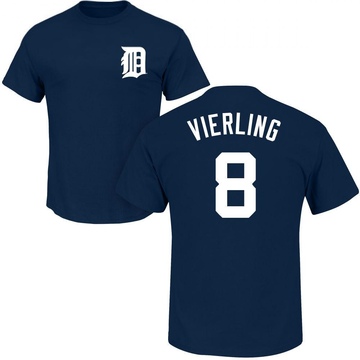 Men's Detroit Tigers Matt Vierling ＃8 Roster Name & Number T-Shirt - Navy