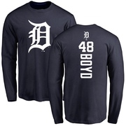 Men's Detroit Tigers Matthew Boyd ＃48 Backer Long Sleeve T-Shirt - Navy