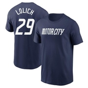 Men's Detroit Tigers Mickey Lolich ＃29 2024 City Connect Fuse Name & Number T-Shirt - Navy