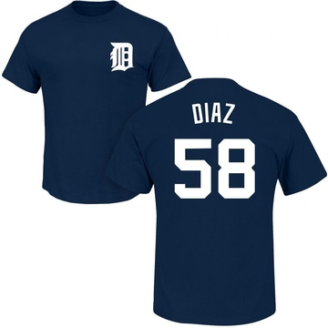 Men's Detroit Tigers Miguel Diaz ＃58 Roster Name & Number T-Shirt - Navy