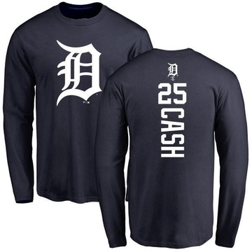 Men's Detroit Tigers Norm Cash ＃25 Backer Long Sleeve T-Shirt - Navy