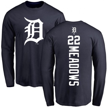 Men's Detroit Tigers Parker Meadows ＃22 Backer Long Sleeve T-Shirt - Navy