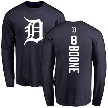 Men's Detroit Tigers Ray Boone ＃8 Backer Long Sleeve T-Shirt - Navy