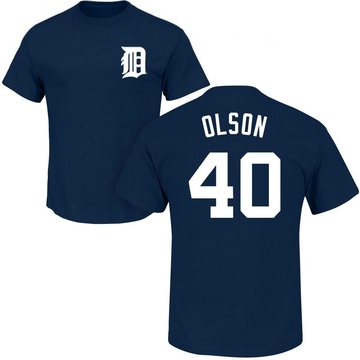 Men's Detroit Tigers Reese Olson ＃40 Roster Name & Number T-Shirt - Navy