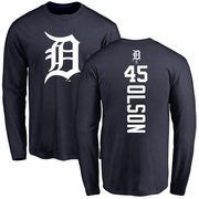 Men's Detroit Tigers Reese Olson ＃45 Backer Long Sleeve T-Shirt - Navy