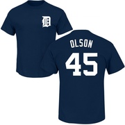 Men's Detroit Tigers Reese Olson ＃45 Roster Name & Number T-Shirt - Navy