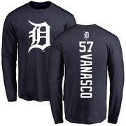 Men's Detroit Tigers Ricky Vanasco ＃57 Backer Long Sleeve T-Shirt - Navy