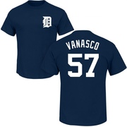 Men's Detroit Tigers Ricky Vanasco ＃57 Roster Name & Number T-Shirt - Navy