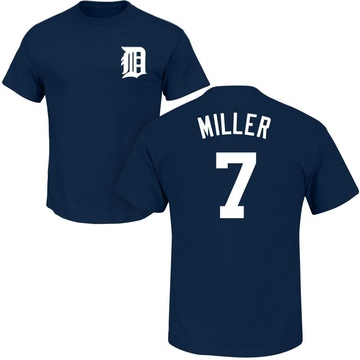 Men's Detroit Tigers Shelby Miller ＃7 Roster Name & Number T-Shirt - Navy