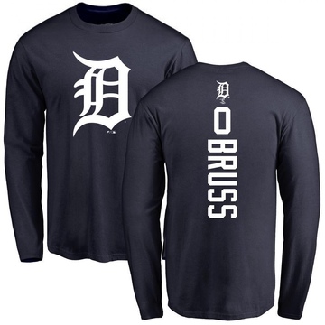 Men's Detroit Tigers Thomas Bruss ＃0 Backer Long Sleeve T-Shirt - Navy