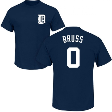 Men's Detroit Tigers Thomas Bruss ＃0 Roster Name & Number T-Shirt - Navy