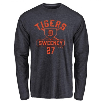 Men's Detroit Tigers Trey Sweeney ＃27 Base Runner Long Sleeve T-Shirt - Navy