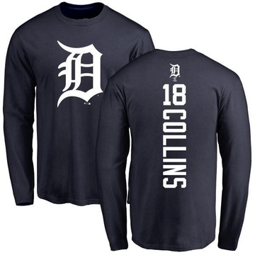 Men's Detroit Tigers Tyler Collins ＃18 Backer Long Sleeve T-Shirt - Navy