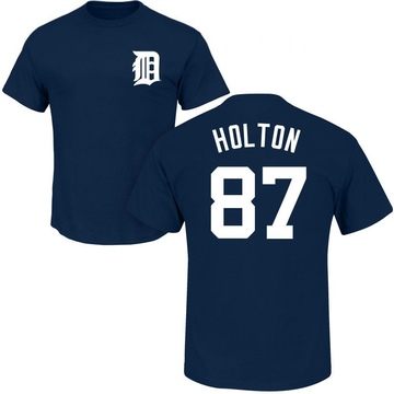 Men's Detroit Tigers Tyler Holton ＃87 Roster Name & Number T-Shirt - Navy