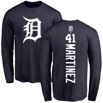 Men's Detroit Tigers Victor Martinez ＃41 Backer Long Sleeve T-Shirt - Navy