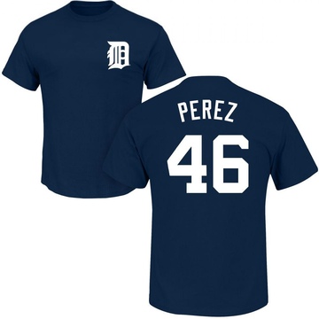 Men's Detroit Tigers Wenceel Perez ＃46 Roster Name & Number T-Shirt - Navy