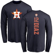 Men's Houston Astros Aledmys Diaz ＃12 Backer Long Sleeve T-Shirt - Navy