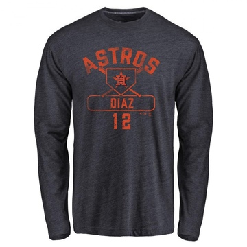 Men's Houston Astros Aledmys Diaz ＃12 Base Runner Long Sleeve T-Shirt - Navy