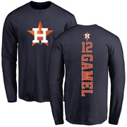 Men's Houston Astros Ben Gamel ＃12 Game Ben l Backer Long Sleeve T-Shirt - Navy