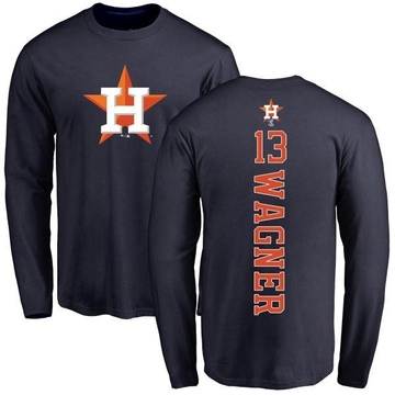 Men's Houston Astros Billy Wagner ＃13 Backer Long Sleeve T-Shirt - Navy