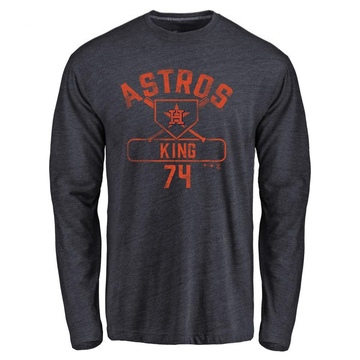 Men's Houston Astros Bryan King ＃74 Base Runner Long Sleeve T-Shirt - Navy