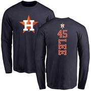 Men's Houston Astros Carlos Lee ＃45 Backer Long Sleeve T-Shirt - Navy