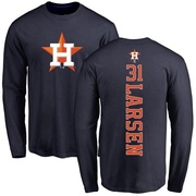 Men's Houston Astros Don Larsen ＃31 Backer Long Sleeve T-Shirt - Navy