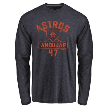 Men's Houston Astros Joaquin Andujar ＃47 Base Runner Long Sleeve T-Shirt - Navy