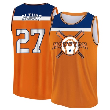 Men's Houston Astros Jose Altuve ＃27 Legend Baseball Tank Top - Orange/Navy