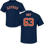 Men's Houston Astros Kaleb Ort ＃63 Roster Name & Number T-Shirt - Navy