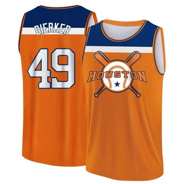 Men's Houston Astros Larry Dierker ＃49 Legend Baseball Tank Top - Orange/Navy