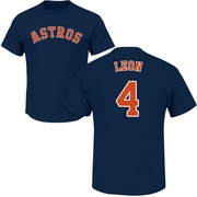 Men's Houston Astros Pedro Leon ＃4 Roster Name & Number T-Shirt - Navy