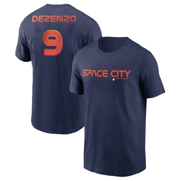 Men's Houston Astros Zach Dezenzo ＃9 2022 City Connect Name & Number T-Shirt - Navy