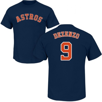 Men's Houston Astros Zach Dezenzo ＃9 Roster Name & Number T-Shirt - Navy