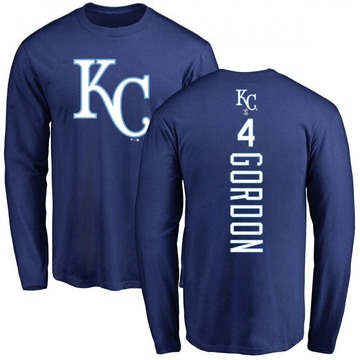 Men's Kansas City Royals Alex Gordon ＃4 Backer Long Sleeve T-Shirt - Royal