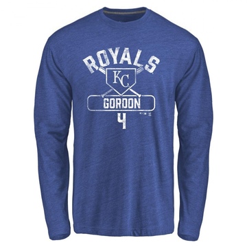 Men's Kansas City Royals Alex Gordon ＃4 Base Runner Long Sleeve T-Shirt - Royal