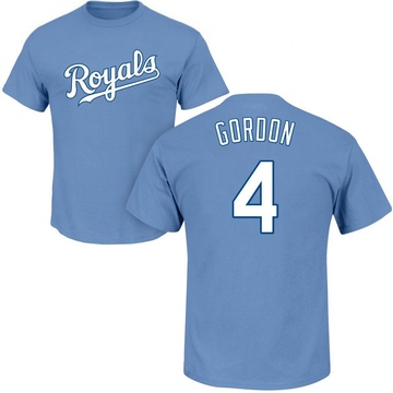 Men's Kansas City Royals Alex Gordon ＃4 Roster Name & Number T-Shirt - Light Blue