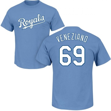 Men's Kansas City Royals Anthony Veneziano ＃69 Roster Name & Number T-Shirt - Light Blue
